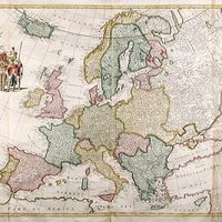 Carte de l'Europe à l'attention de la reine d'Angleterre Caroline d'Ansbach