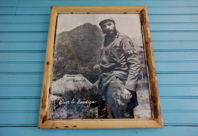 Photo de Fidel Castro dans la maison de son enfance, devenue musée à sa gloire