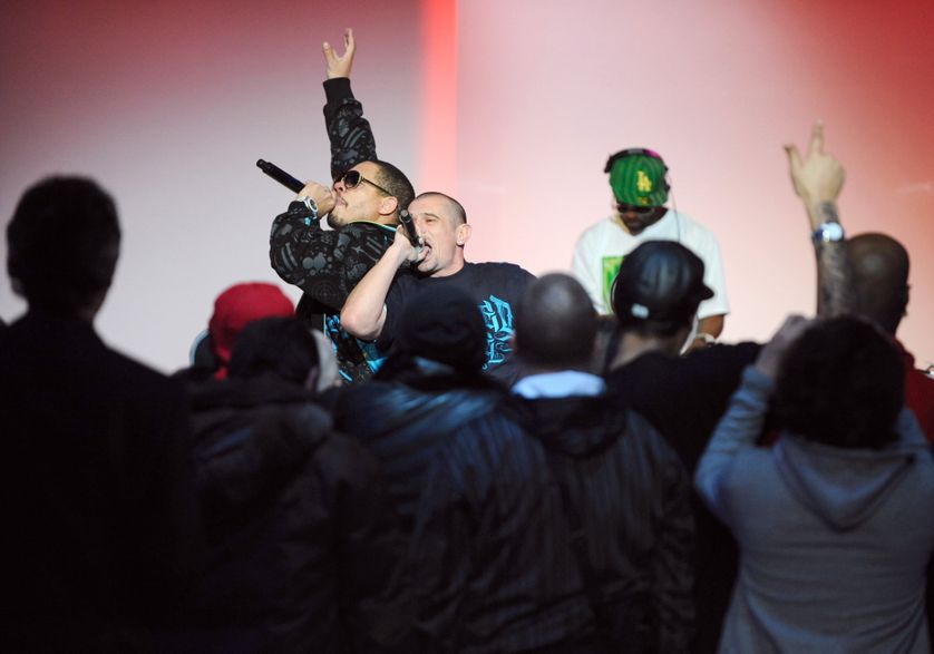Le groupe de rap français "NTM" en mars 2008 à Paris.