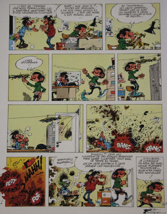 Gaston chimiste dans l'exposition "Gaston, au-delà de Lagaffe"