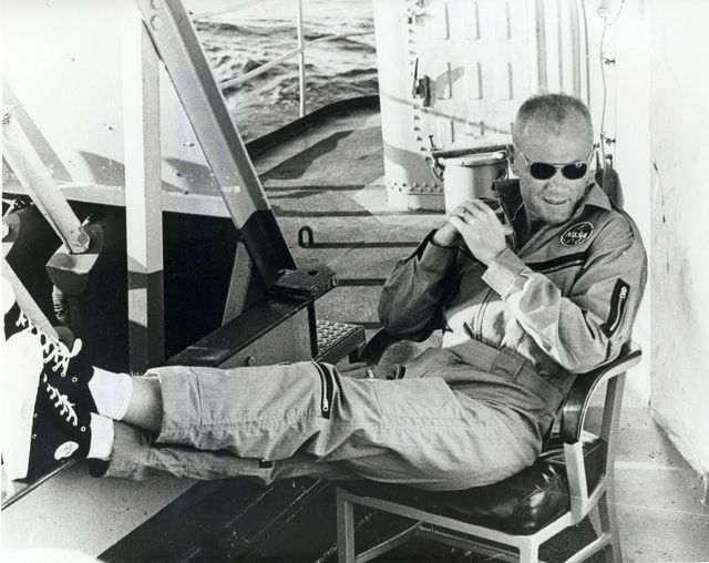John Glenn, après son premier vol autour de la terre, 20 février 1962