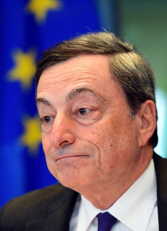 Mario Draghi , le président de la Banque Centrale Européenne à Francfort.