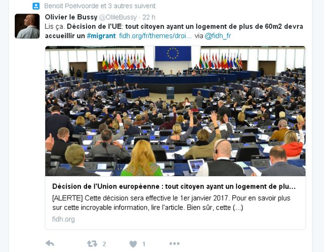 RT de la fausse information donnée par la FIDH sur son site