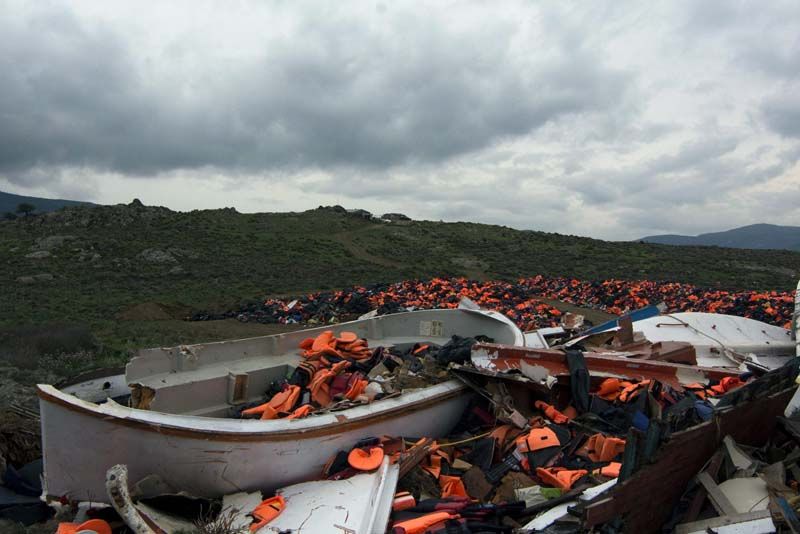 Gilets de sauvetage déposés à Lesvos, en Grèce
