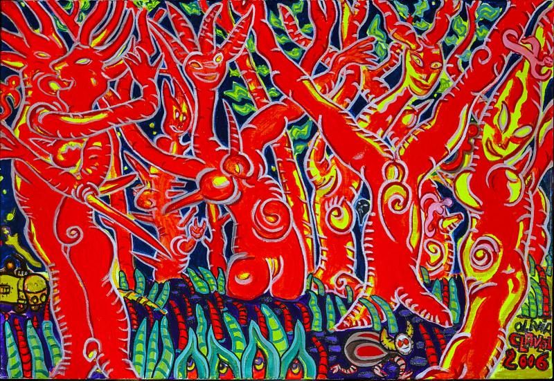 "Nuit", acrylique sur toile, 38 x 55 cm, 2016