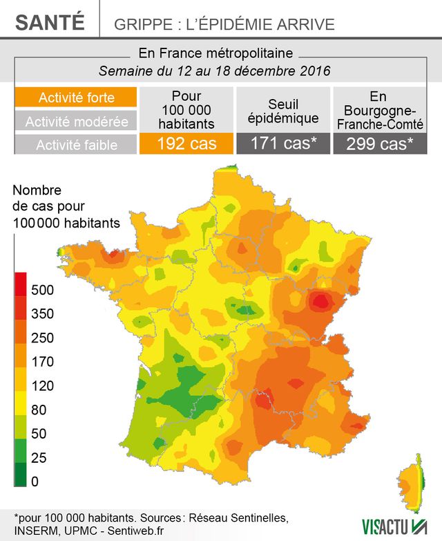 Le seuil épidémique de la grippe a été franchi juste avant les fêtes de fin d'année