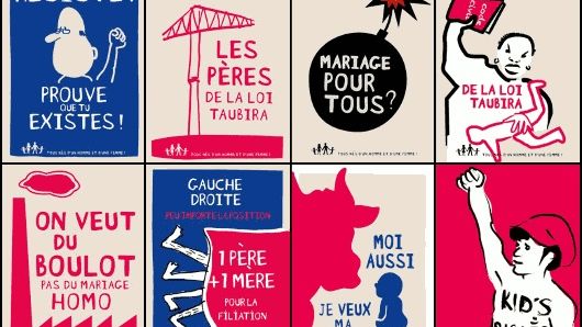 Détournements d'affiches de mai 68 par les opposants au mariage pour tous