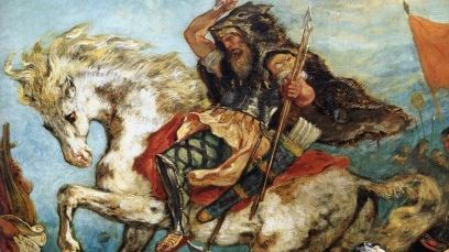Attila suivi des hordes barbares foule aux pieds l'Italie et les Arts (1838-1847) d'Eugène Delacroix.