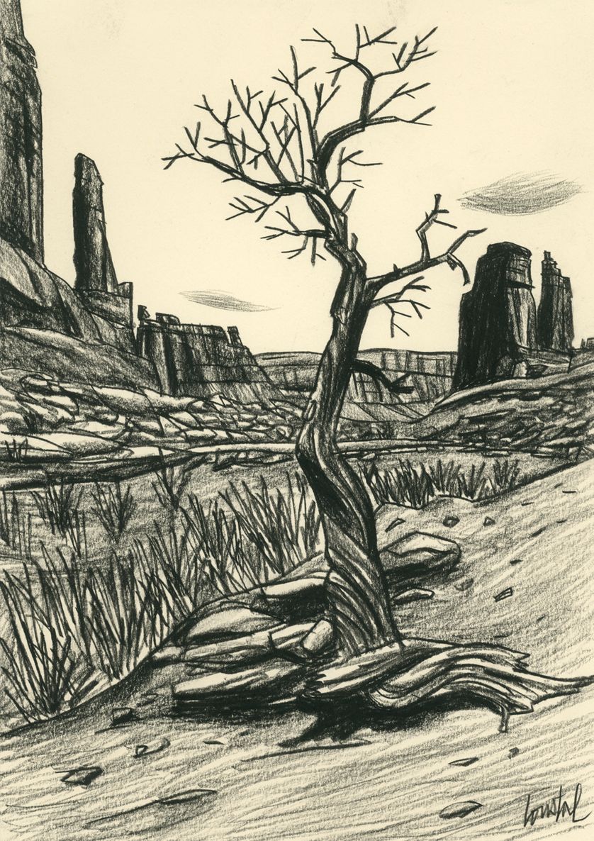 LOUSTAL : Fusain d'Amérique, Fusain sur papier, 20x28,5cm, 2010