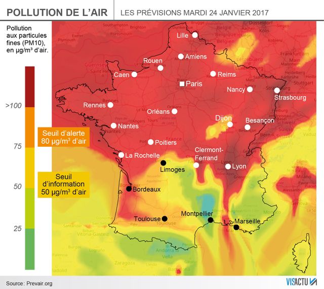 L'épisode de pollution de l'air qui touche la France devrait se poursuivre dans les prochains jours