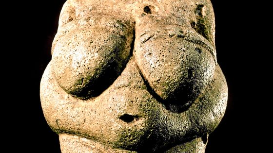Art prehistorique : la Venus de Willendorf - Statuette de calcaire representant une femmes aux formes tres developpées, 23000 av. JC (paléolithique superieur) Dim. 11 cm - Vienne, Musée national d'histoire naturelle ©AFP - Luisa Ricciarini/Leemage