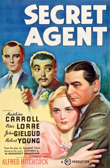 Affiche du film "Secret Agent" ou "Quatre de l'espionnage" d'Alfred Hitchcock, 1936