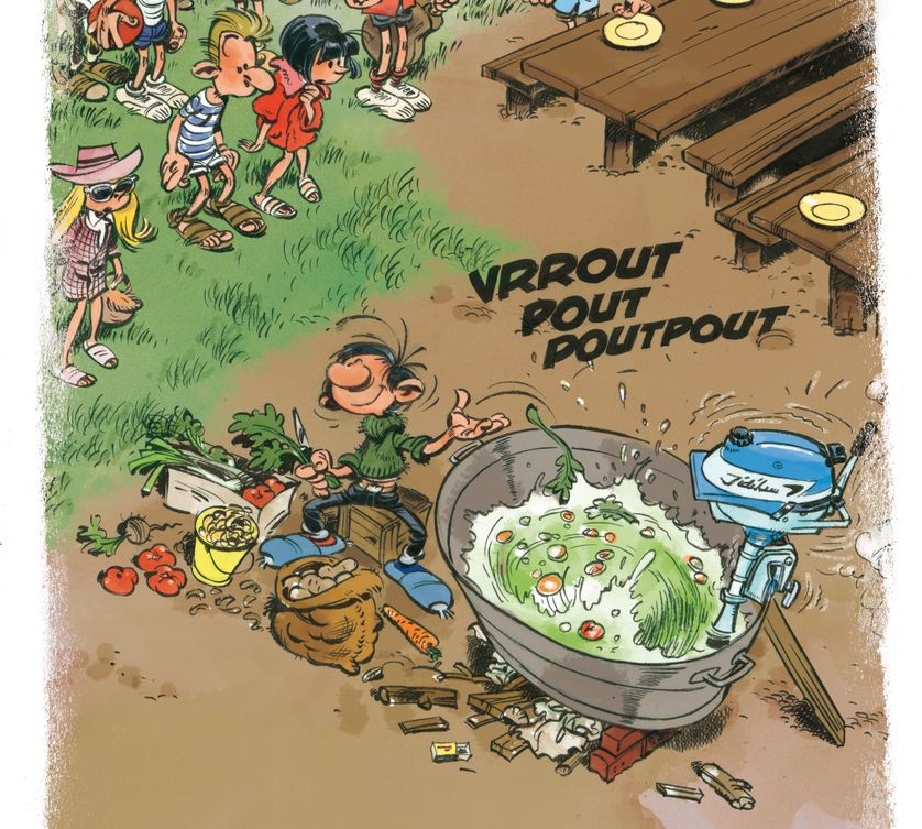 Gaston prépare une soupe pour une colonie de vacances...