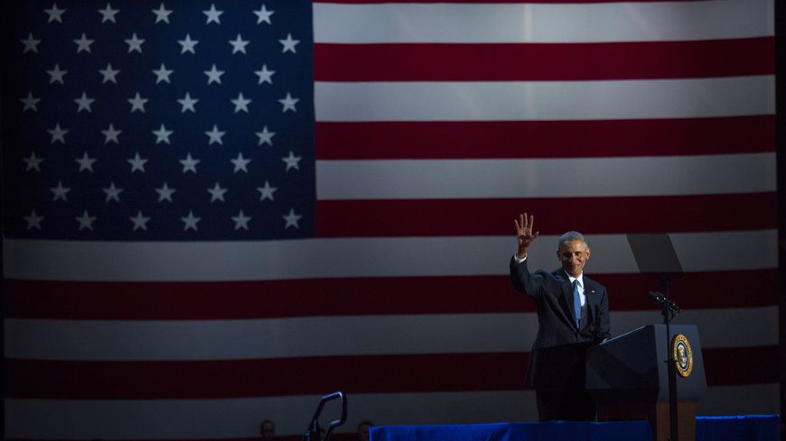 Barack Obama lors de son discours d'adieux, à Chicago.