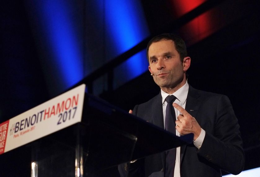 Benoît Hamon lors d'un meeting de campagne (18/01/2017)