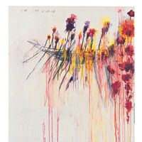 Cy Twombly, Coronation of Sesostris (Part V), 2000, acrylique, crayon à la cire, mine sur plomb sur toile, 206,1 x 156,5 cm, Pinault Collection