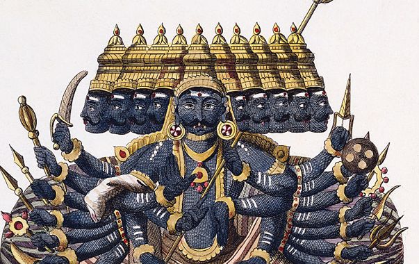 Ravana est un démon figurant dans le Râmâyana, texte fondateur de la mythologie hindou.