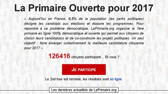 Capture d'écran du site LaPrimaire.org ©Radio France