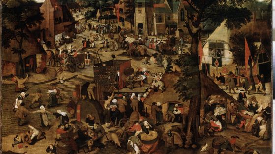 "Fête de village avec théâtre de rue" - Brueghel - 1632, Musée de l'Ermitage - Saint Pétersbourg ©AFP - leemage