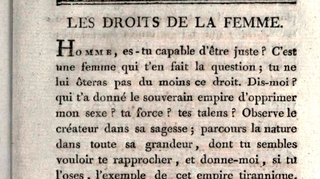 Déclaration des droits de la femme et de la citoyenne, Olympe de Gouges, 1791