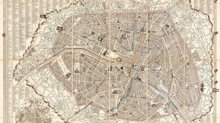 Un plan de Paris daté de 1851, un an avant le début des grands travaux d'Haussmann