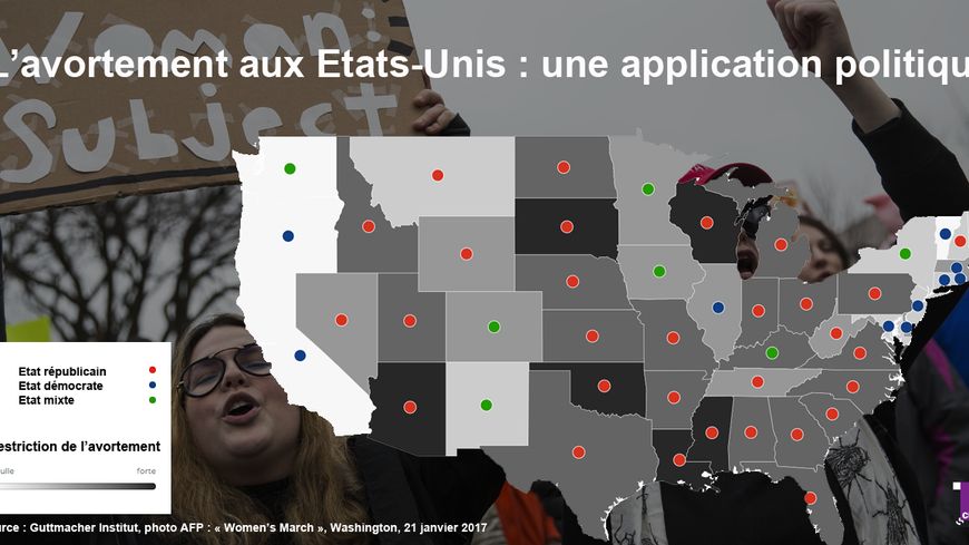 L'application de l'avortement Etat par Etat, corrélée à la couleur politique dominante