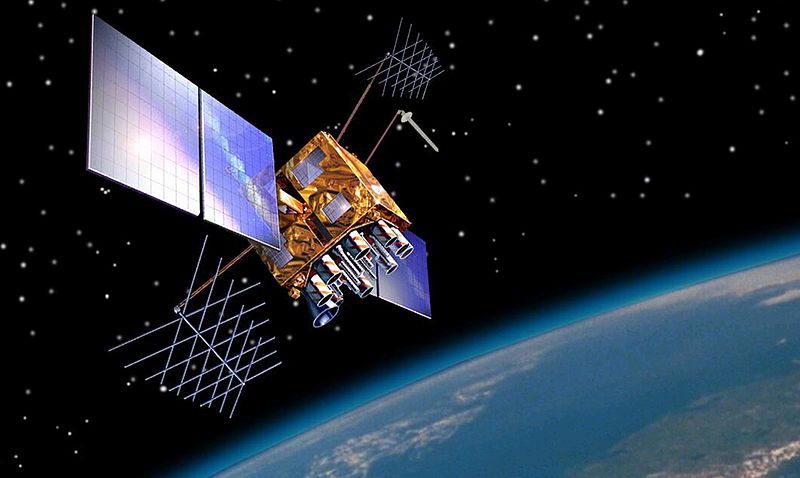 Vue d'artiste d'un satellite GPS-IIRM en orbite