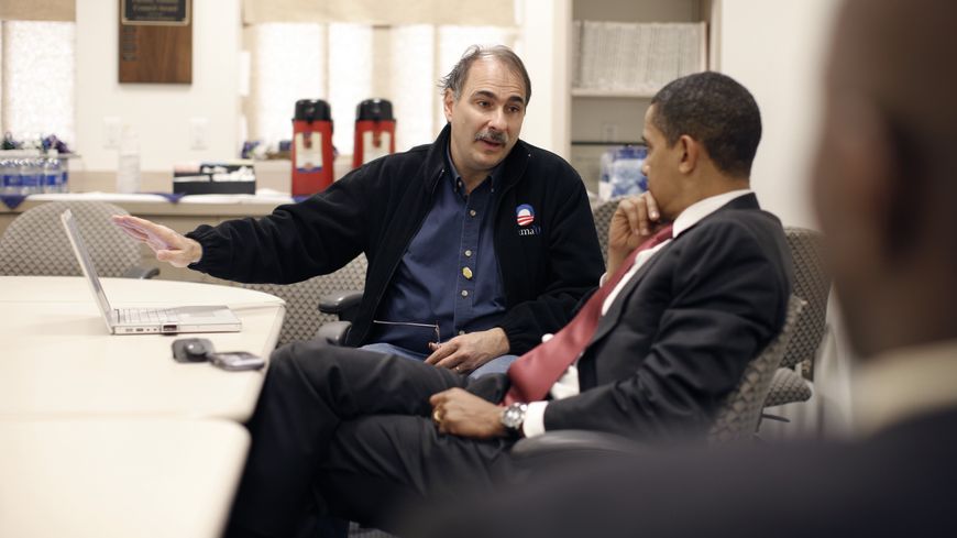 David Axelrod et Barack Obama pendant la campagne de 2008