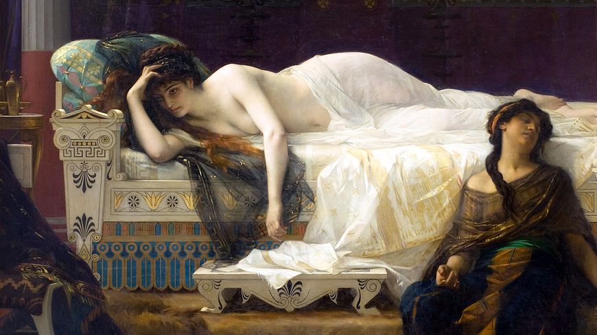 Phèdre éperdue d'amour coupable pour son beau-fils Hippolyte,1880