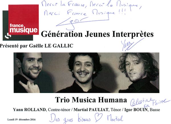 Livre d'or Trio Musica Humana