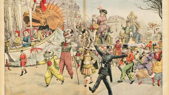 Chars du Carnaval de Nice à Paris pour la Mi-Carême 1912 - Le Petit Journal, 1912, via Wikimedia commons