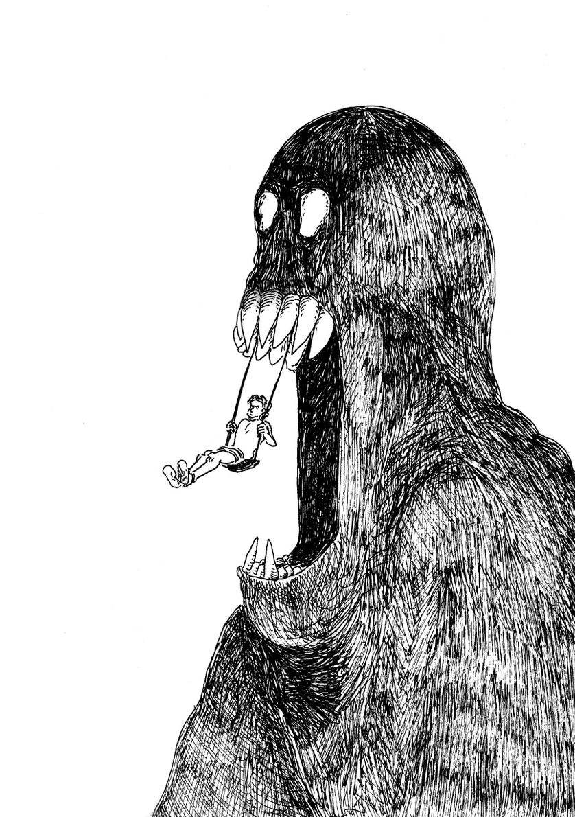 Un des 500 dessins de Damien MacDonald présentés à l'exposition "Les délices" à la galerie 24B à Paris