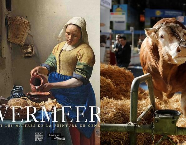 Affiche de l'exposition Vermeer au Louvre // Une vache au salon de l'agriculture