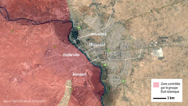 Le Tigre marque la frontière entre la partie occupée de Mossoul, à l'ouest, et la partie récemment reprise par la coalition internationale