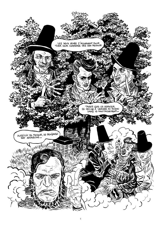 Planche de "La funèbre chevauchée de John Glanton et de ses compagnons de voyage" de Hugues Micol