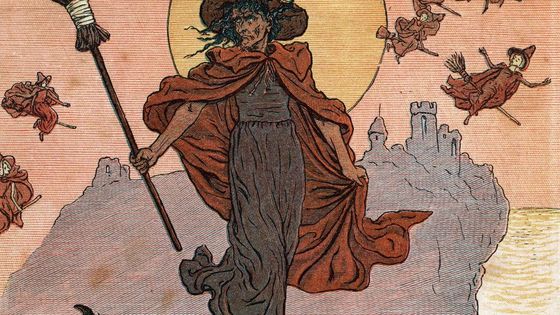 Une sorcière et son balai. Illustration de Kate Greenaway (1846-1901) ©AFP - Leemage
