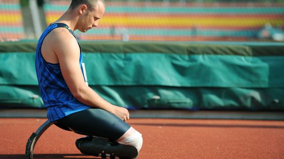 Pistorius aux 400 mètres de Berlin en 2008 ©AFP