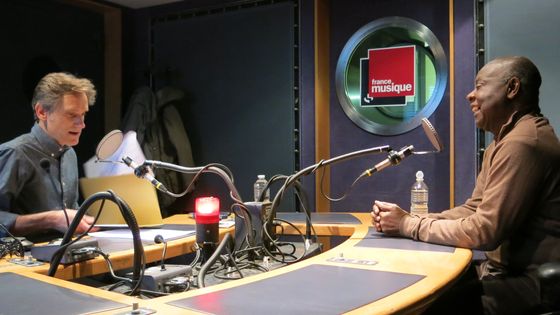 France Musique, studio 142... Philippe Venturini & Emmanuel Dongala auteur de "La Sonate à Bridgewater. Sonata mulattica" éd. Actes Sud ©Radio France - Annick Haumier-France Musique
