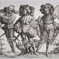 “Die fünf Landsknechte“, gravure de 1530