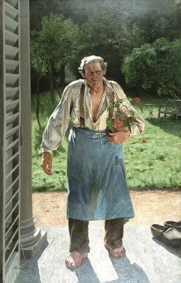 Emile Claus Le Vieux jardinier 1885 huile sur toile ; 216 x 140 cm Belgique, Liège Musée des Beaux-Arts / La Boverie