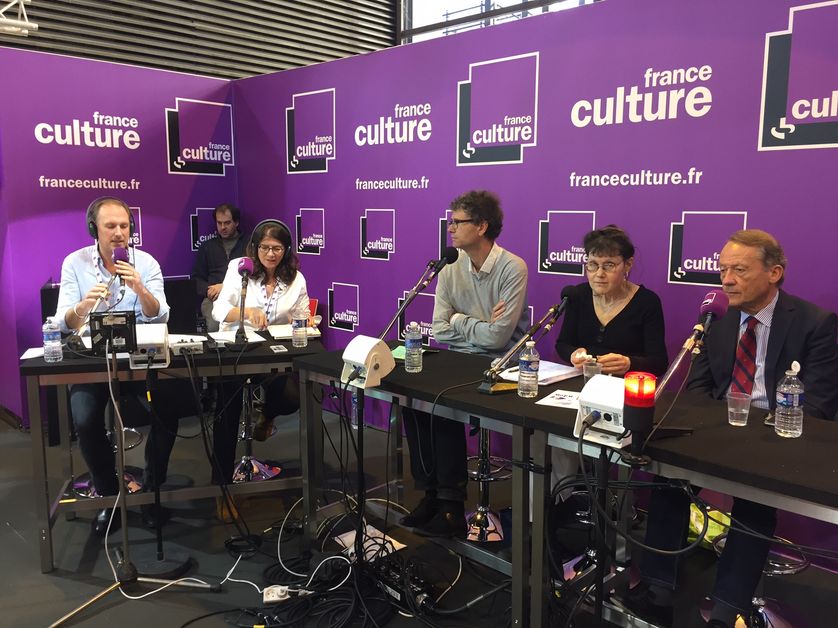 Christian le Bart, Cynthia Liebow, Jean-Luc Barré, aux côtés d'Ariane Chemin et Vincent Martigny