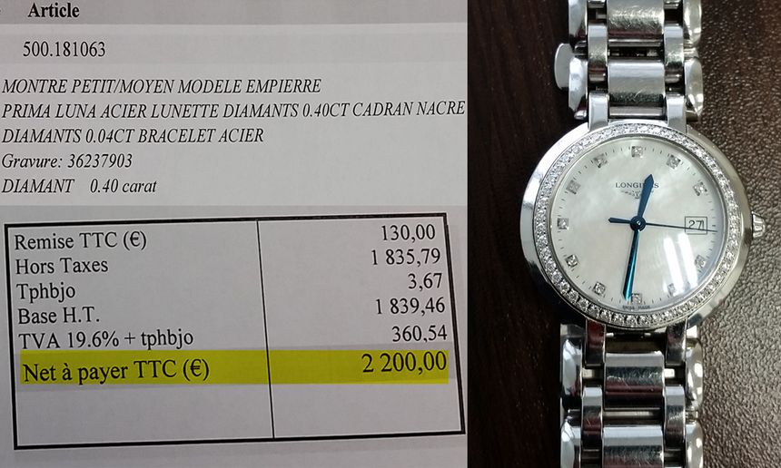 La montre sertie de diamants et sa facture