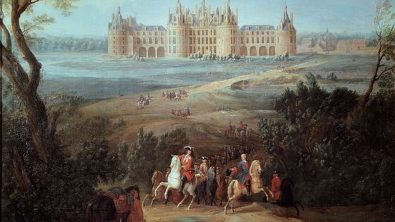 "Vue du château de Chambord, le Régent Philippe II duc d'Orléans donne ses ordres pour la chasse". Peinture de Pierre Denis Martin, 1722. ©AFP - Josse / Leemage
