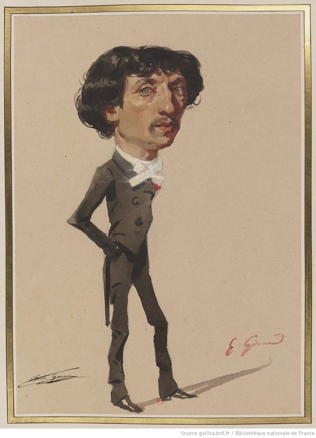 Les Soirées du Louvre, caricature de Charles Garnier par Pierre François Eugène Giraud, 1870