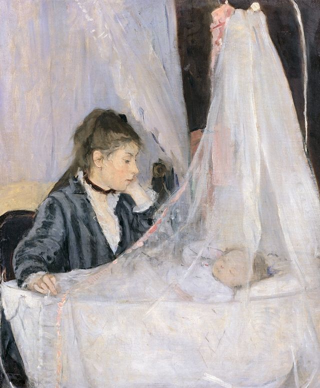 "Le Berceau" de Berthe Morisot (1841 - 1895). Huile sur toile, 1872, au Musée d'Orsay, Paris. Les sujets représentés sont Edma, la sœur de Berthe et sa fille Blanche.