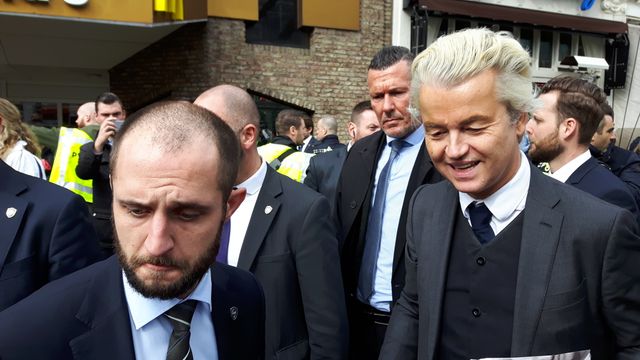 Le leader populiste néerlandais Geert Wilders, en campagne samedi 11 mars 2017 dans le sud des Pays Bas à Valkenburg