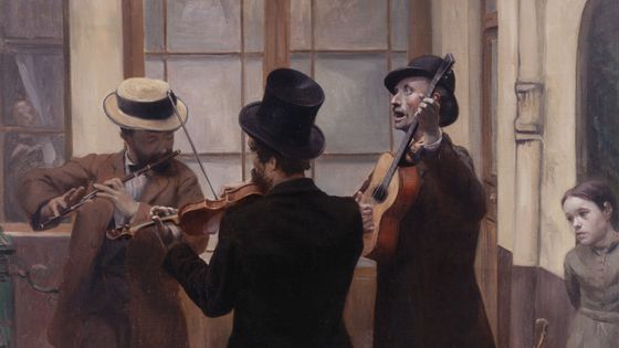 Albert Bartholomé (1848-1928) Les Musiciens, dit aussi Musiciens dans une cour, 1883 Huile sur toile, 78 x 64 cm Paris, Petit Palais, musée des Beaux-Arts de la Ville de Paris, PDUT1460 - Petit Palais / Roger-Viollet