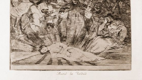 Desastres de la guerre : "La verite est morte" (Murio la verdad) Eau forte d'apres dessin preparatoire au crayon rouge n°79 de Francisco de Goya y Lucientes (1746-1828) ©AFP - Josse / Leemage