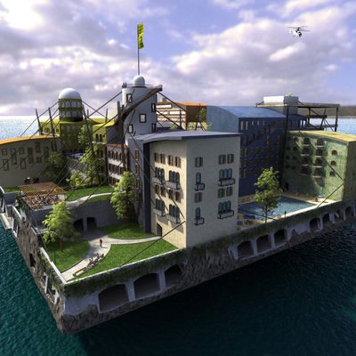 Maquette d'un projet de ville flottante de la fondation Seasteading.