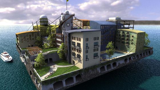 Maquette d'un projet de ville flottante de la fondation Seasteading. - Andras Gyorfi